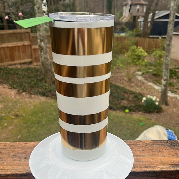 Kate Spade Gold Stripe Tumbler NWT - Picture 4 of 9